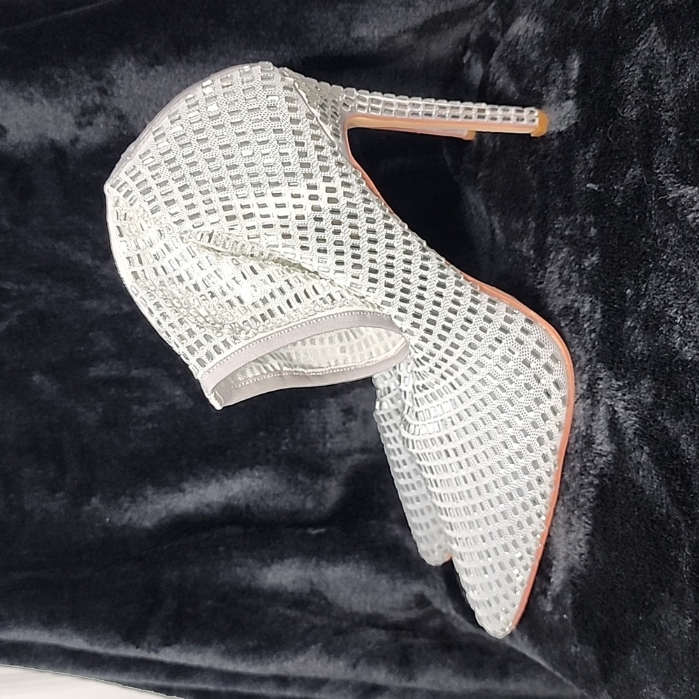 Azalea Wang White Embellished Stilleto Bootie 8.5/9 - Picture 5 of 11